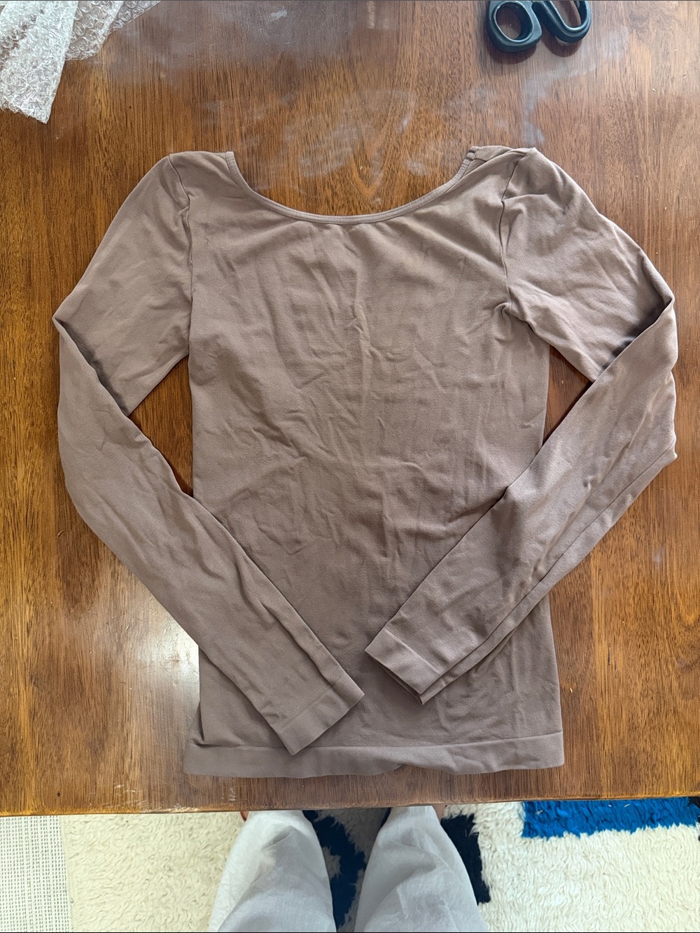 FREE PEOPLE Women's Long Sleeve Scoop back Neck Top - Brown